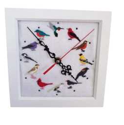 Embroidered Bird Clock. - Silent - thumbnail 1