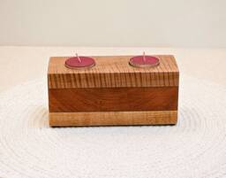 Handmade Wood Tea Light Candleholder Walnut, Maple & Tiger - thumbnail 1