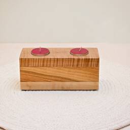 Handmade Wood Tea Light Candleholder Walnut, Maple & Tiger - thumbnail 3