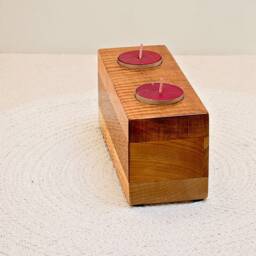Handmade Wood Tea Light Candleholder Walnut, Maple & Tiger - thumbnail 2