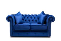 Chesterfield Sofa Two/Three Seater French Royal Blue Velvet - thumbnail 1
