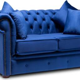 Chesterfield Sofa Two/Three Seater French Royal Blue Velvet - thumbnail 3