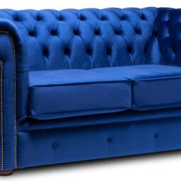 Chesterfield Sofa Two/Three Seater French Royal Blue Velvet - thumbnail 4