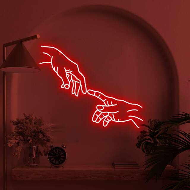 Hands Of God Neon Sign, Custom Wall Decor, Party Decoration - image 1