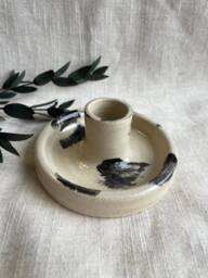 The Makers' Mark Candlestick Set, White & Black Candle Gift Homeware, Boho Home Decor, Patterned Stick Holder