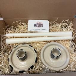 The Makers' Mark Candlestick Set, White & Black Candle Gift Homeware, Boho Home Decor, Patterned Stick Holder - thumbnail 3