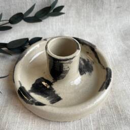 The Makers' Mark Candlestick Set, White & Black Candle Gift Homeware, Boho Home Decor, Patterned Stick Holder - thumbnail 4
