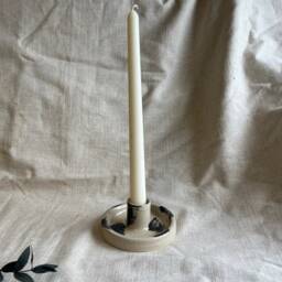 The Makers' Mark Candlestick Set, White & Black Candle Gift Homeware, Boho Home Decor, Patterned Stick Holder - thumbnail 2