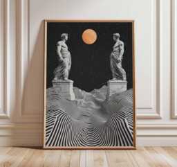 Surreal Greek Statue Poster, Retro Futurist Wall Art, Classical Decor, Modern Apartment Space Print, Interiors, Sci-Fi Poster - thumbnail 1