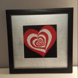 Cross Stitch Framed Picture/Heart/Handmade Embroidered Picture/Cross Wall Art Decor - thumbnail 2