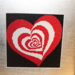 Cross Stitch Framed Picture/Heart/Handmade Embroidered Picture/Cross Wall Art Decor - thumbnail 4