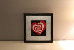 Cross Stitch Framed Picture/Heart/Handmade Embroidered Picture/Cross Wall Art Decor