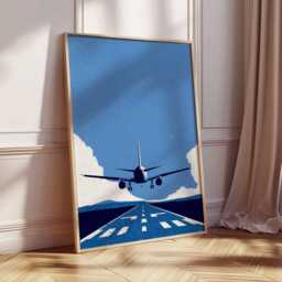 Airplane Takeoff Poster, Aviation Wall Art, Modern Aircraft Print, Travel Decor, Pilot Gift, Minimalist Runway Illustration Artwork - thumbnail 2