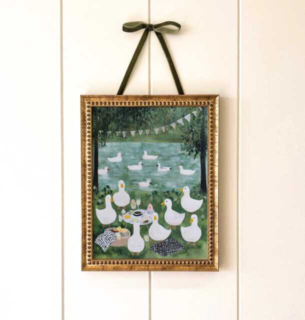 Duck Picnic Nursery Print - Whimsical Geese Tea Party Art - image 1