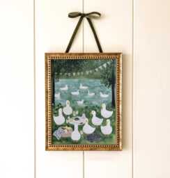 Duck Picnic Nursery Print - Whimsical Geese Tea Party Art - thumbnail 1