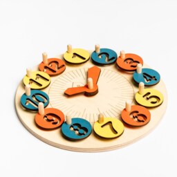 Lil House Kids Learning Clock Montessori Toy Educational Activity Preschool Learning Kids Gift Wooden Eco Clock - thumbnail 4