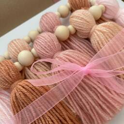 Tassel Garland - Custom Nursery Decor Bunting Wall Hanging Boho Yarn Pink Shelf - thumbnail 2