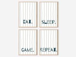Eat, Sleep, Game, Repeat Gaming Prints For Teens & Tweens. Perfect A Boys Or Girls Room, Playroom Games Room - Prints Only - thumbnail 1