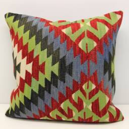 Vintage Kilim Pillow Cover 20x20, Retro Woven Cushion - thumbnail 2
