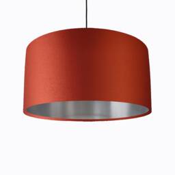 Burnt Orange Lampshade in Satin With Silver Lining - thumbnail 1