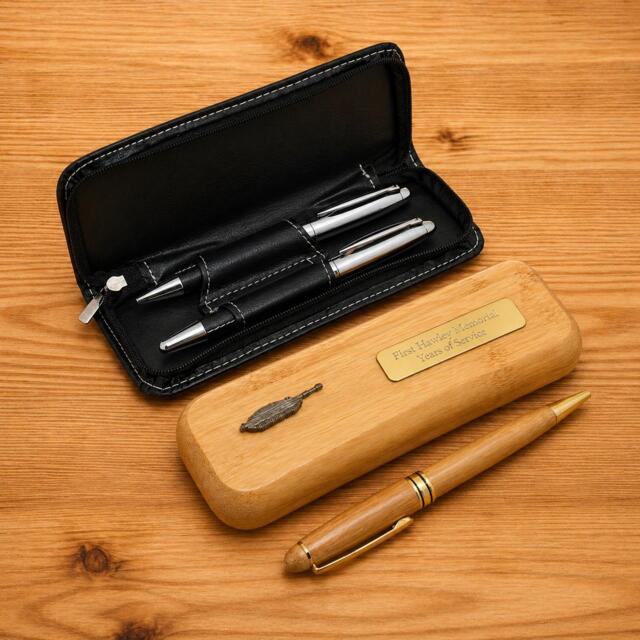 Army Tanks Luxury Wooden Or Leatherette Pen Case With Matching Free Engraving Panzer Sherman Gift - image 1