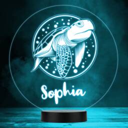 Sea Turtle Spots in Circle Led Lamp Personalised Gift Night Light - Bedroom - thumbnail 1