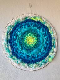 Florescent Sea 19-Inch Round Woven Wall Hanging - thumbnail 1