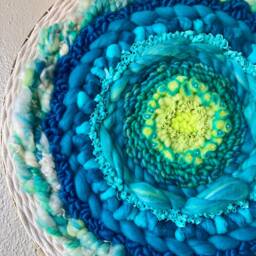 Florescent Sea 19-Inch Round Woven Wall Hanging - thumbnail 2