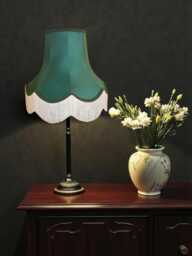 Traditional Dark Green Fabric Lampshade Handmade For Table & Floor Standard Lamp Bases, Wall Light Fixtures, Ceiling Fittings - thumbnail 1