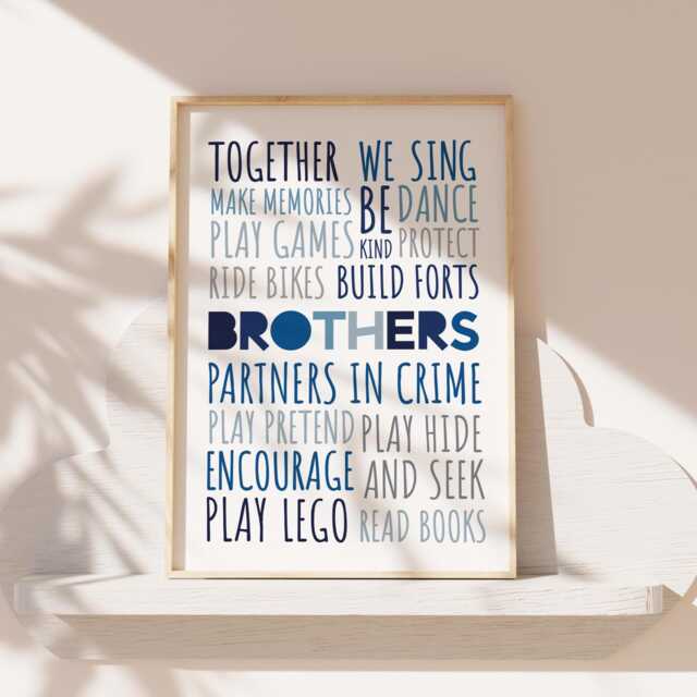 Brothers Bedroom Print, Boys Decor, Brother Wall Art, Siblings Sharebedroom, Twins Boys Playroom - image 1