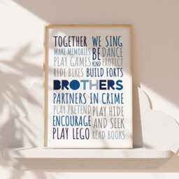 Brothers Bedroom Print, Boys Decor, Brother Wall Art, Siblings Sharebedroom, Twins Boys Playroom - thumbnail 1