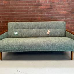 New Handmade Danish Vintage Style Model 55 Mid Century 60S 3 Seat Lounge Sofa in Forest Green Multicoloured Weave - thumbnail 4