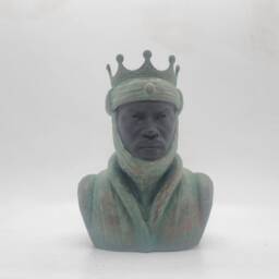 Weathered Bronze Mansa Musa Bust, 3D Printed African Statue, Tribal Art Sculpture, King, Black History Gift, Patina Green - thumbnail 1