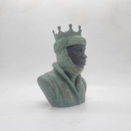 Weathered Bronze Mansa Musa Bust, 3D Printed African Statue, Tribal Art Sculpture, King, Black History Gift, Patina Green - thumbnail 2