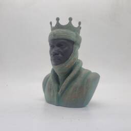 Weathered Bronze Mansa Musa Bust, 3D Printed African Statue, Tribal Art Sculpture, King, Black History Gift, Patina Green - thumbnail 3