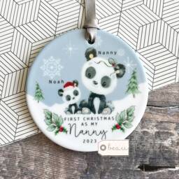 Personalised 1st First Christmas As Grandparent Auntie Uncle Grandma Nanny Baby Animal Koala Panda Bear Acrylic Or Ceramic Ornament Keepsake - thumbnail 1