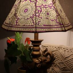 Violet Floral Motif Lampshade/ Handmade/ Table Lampshade/Floor Lampshade - thumbnail 2