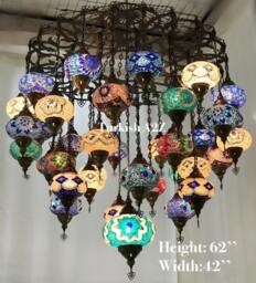 Turkish Mosaic Chandelier With 37 Large Globes , ID 144 - thumbnail 1