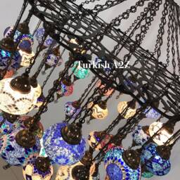 Turkish Mosaic Chandelier With 37 Large Globes , ID 144 - thumbnail 2