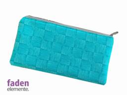 Pencil Case Squares, Zipper Pouch Sweat Turquoise - thumbnail 1