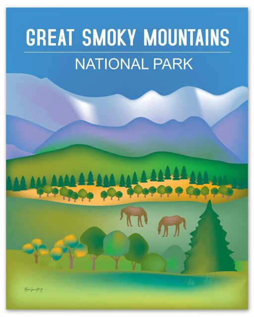 Great Smoky Mountain Poster, National Park Art, Tennessee Print, Skyline, Map Art - Style E8-O-Gr-Smo - image 1