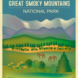Great Smoky Mountain Poster, National Park Art, Tennessee Print, Skyline, Map Art - Style E8-O-Gr-Smo - thumbnail 2