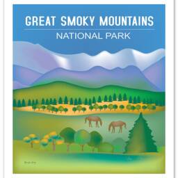 Great Smoky Mountain Poster, National Park Art, Tennessee Print, Skyline, Map Art - Style E8-O-Gr-Smo - thumbnail 3