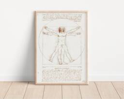 Vitruvian Man Print Leonardo Da Vinci, Vintage Anatomy Art - thumbnail 1