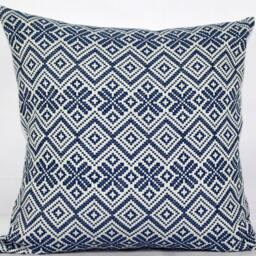 Red & Blue Geometric Pillow Cover Cotton Jacquard Throw Cushion - thumbnail 2