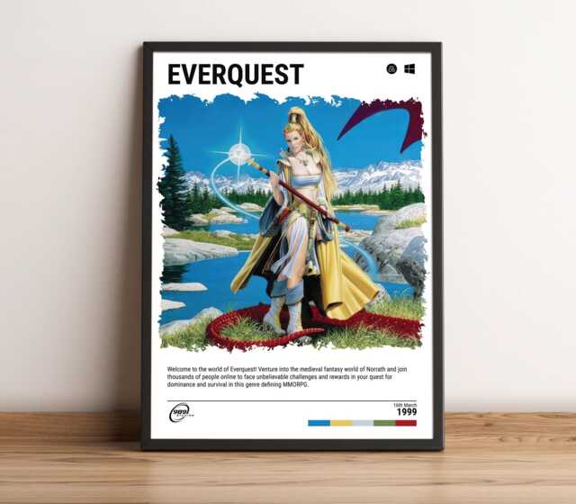 Everquest - 1999 Pc Game Print - Wall Art Retro Poster Gaming Gift A5-A4-A3-A2-A1 Unframed Canvas For Frame Or Hanger - image 1