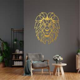 Geometric Lion Wall Art, Minimalist, Modern, Abstract, Decal, Mural, Transfer, Boho -G062 , 5 Sizes, 36 Colour Options - thumbnail 1