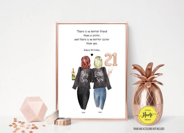 21st Birthday Sister Print - Gift Portrait Friendship Funny Personalised - image 1