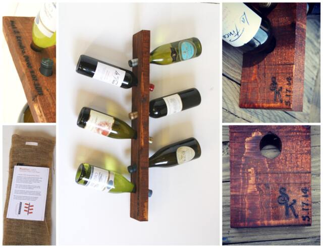 Personalized Rustic Wood Wine Rack - Wall Hanging 6 Bottle Home Bar - image 1
