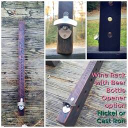 Personalized Rustic Wood Wine Rack - Wall Hanging 6 Bottle Home Bar - thumbnail 4